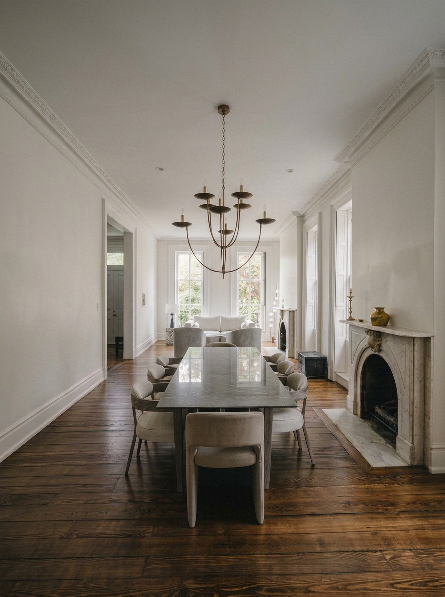 Candlelit dining room in a restored Georgetown home